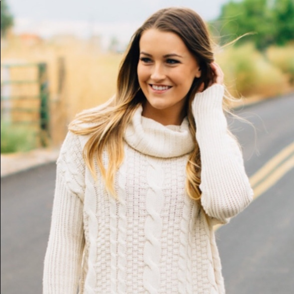 Cable Knit Cowl Sweater ✨